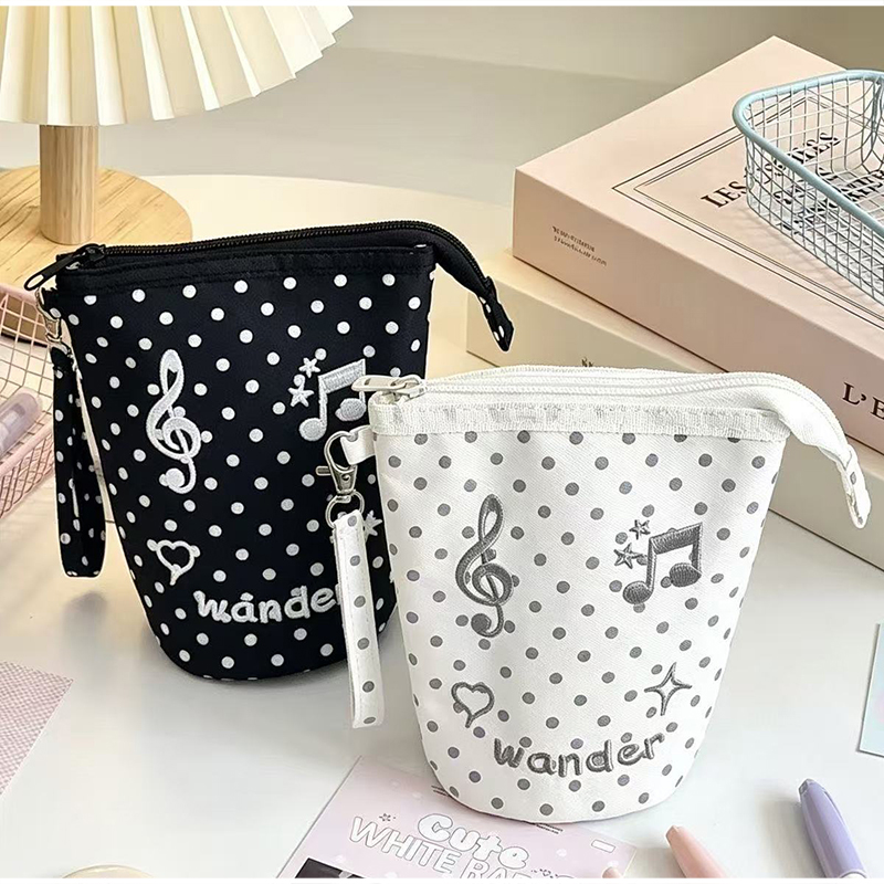 Embroidery Bag - Kawaii Polka Dot Music Note Embroidery