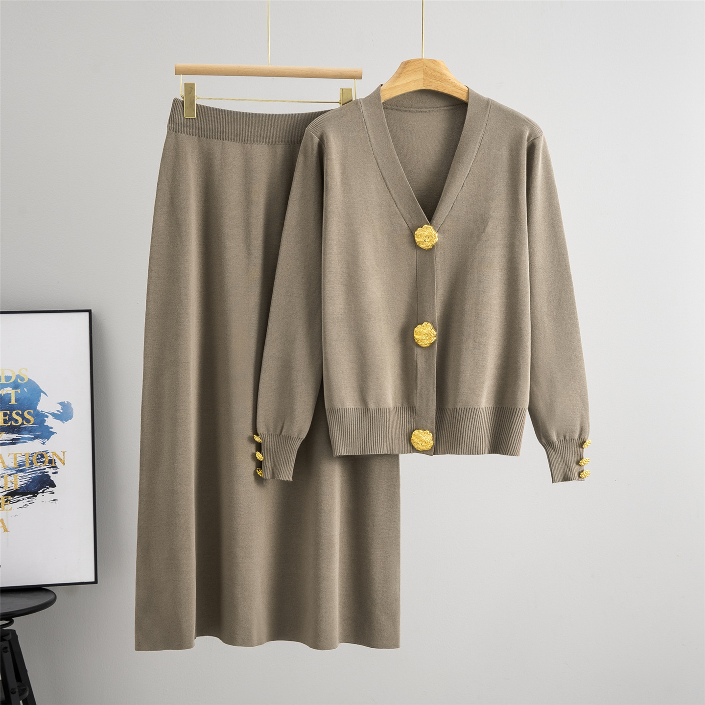 Embroidery Online - Women Knitted Sweater Muslim 2 Piece