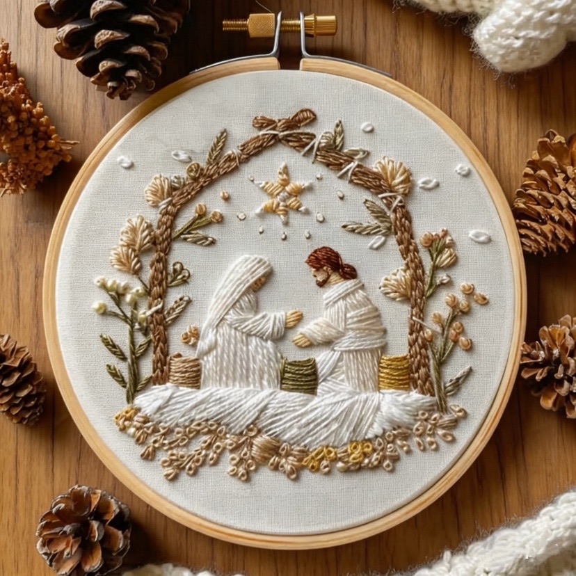 Embroidery Online - Jesus Birth Christmas Embroidery kit with