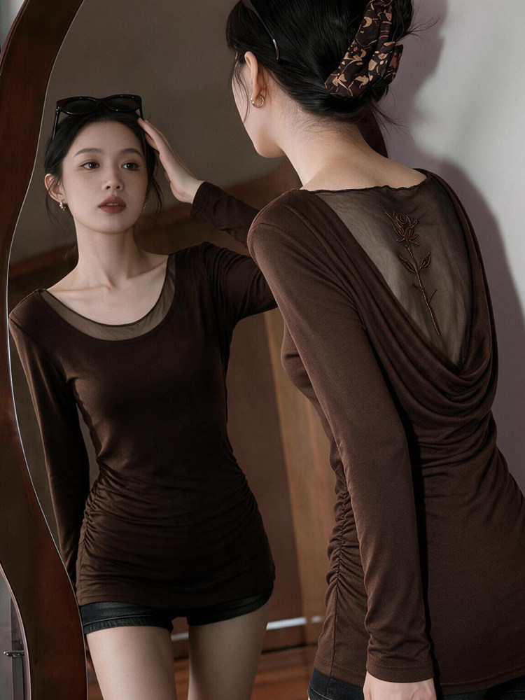 Embroidery Rose - High-End Women's Long-Sleeve Rose Embroidery Backless