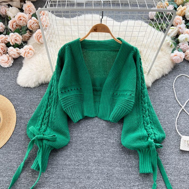 Green Casual Acrylic Knit V-Ne - đánh giá và giá Embroidery Online