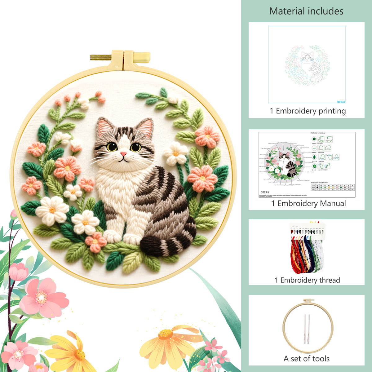 DIY Hand Embroidery Set, Grey  - đánh giá và giá Embroidery Meaning