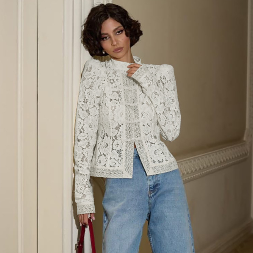 Linad Elegant Embroidery Puff  - đánh giá và giá Embroidery Cotton Shirt