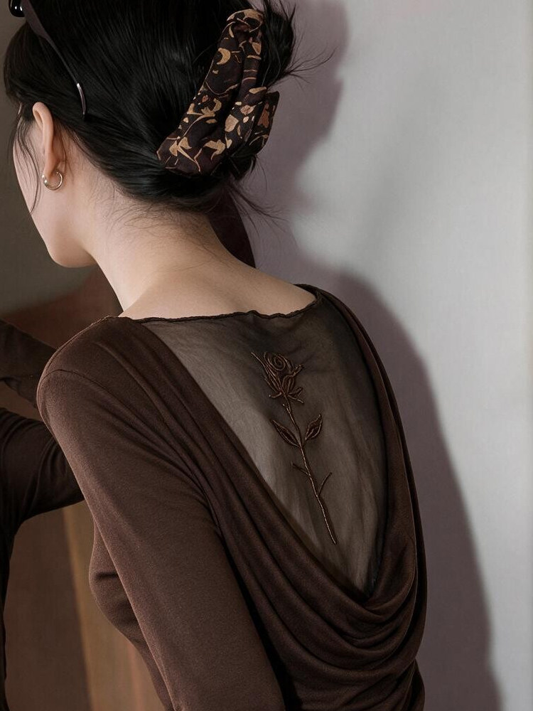High-End Women's Long-Sleeve R - đánh giá và giá Embroidery Rose
