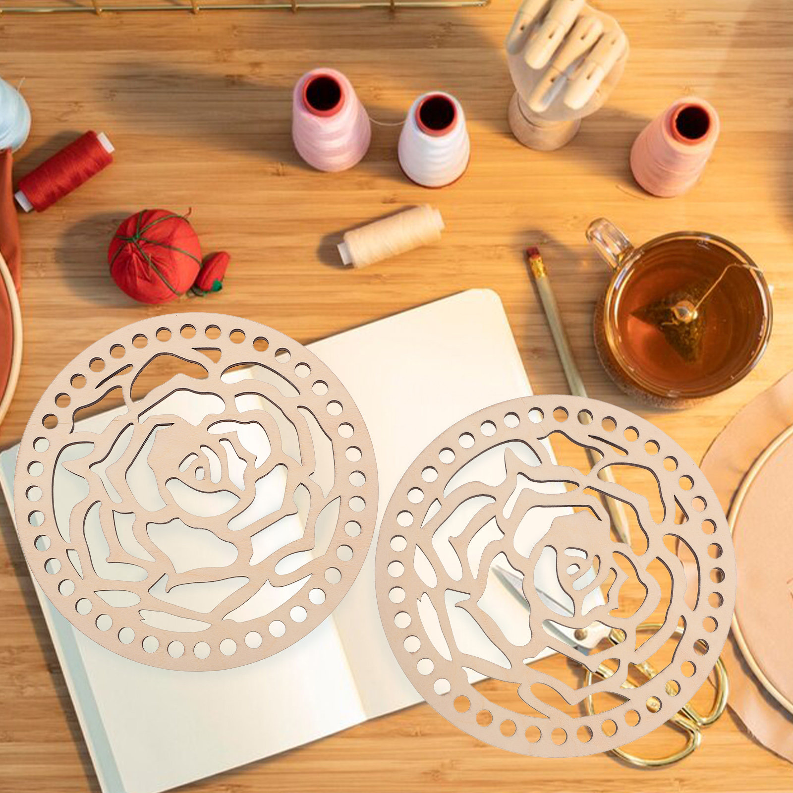 2Pcs 14Cm Round Wooden Crochet - đánh giá và giá Embroidery Bag